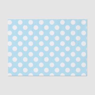 Papier Mousseline Bleu bébé clair et pois blancs