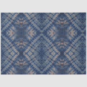 Papier Mousseline Bleu Beige Carré Tie Dye Motif traditionnel