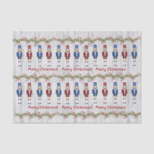 Papier Mousseline Bleu blanc noix Joyeux Noël