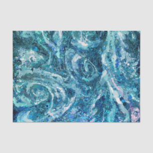 Papier Mousseline Bleu Blanc Turquoise Mer vague Splash Abstraction