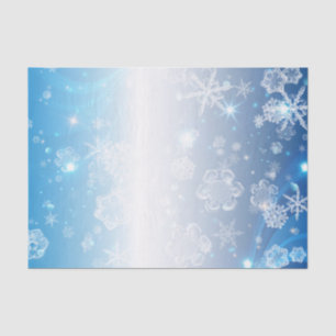Papier Mousseline Bleu brillant Wonderland Crystal Snowflakes