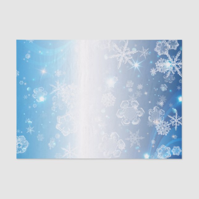 Papier Mousseline Bleu brillant Wonderland Crystal Snowflakes (Recto)