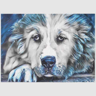 Papier Mousseline BLEU -Chien