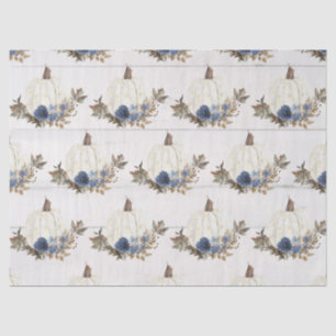 Papier Mousseline Bleu Citrouille blanc Floral w Feuilles d'automne