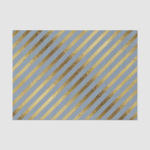 Papier Mousseline Bleu clair avec bandes diagonales dorées