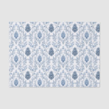 Bleu clair et damas blanc avec pommes de pin