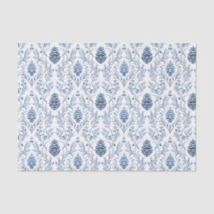 Papier Mousseline Bleu clair et damas blanc avec pommes de pin
