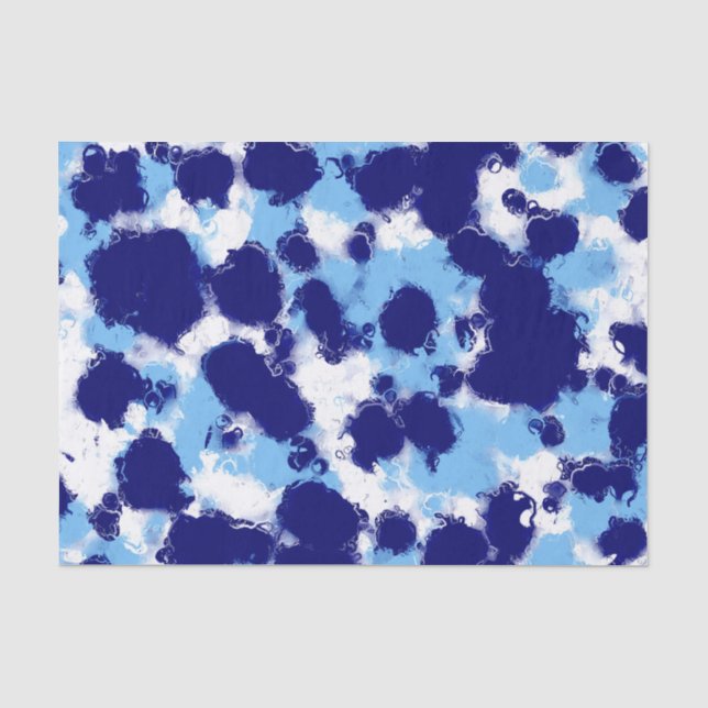 Papier Mousseline Bleu clair, marine et blanc Abstrait (Recto)
