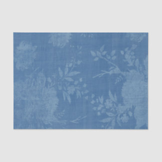 Papier Mousseline Bleu clair sur le motif floral bleu