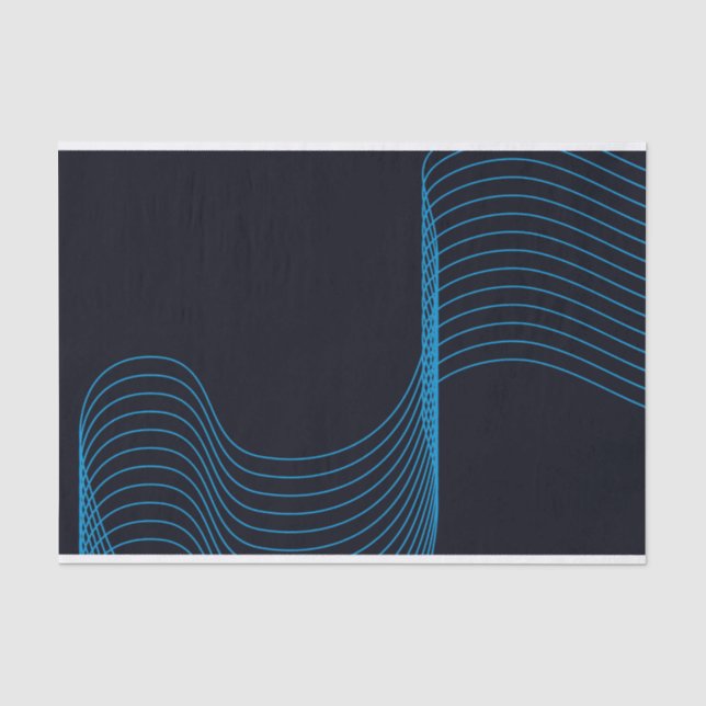 Papier Mousseline Bleu, cool, moderne, tendance, lignes courbes simp (Recto)