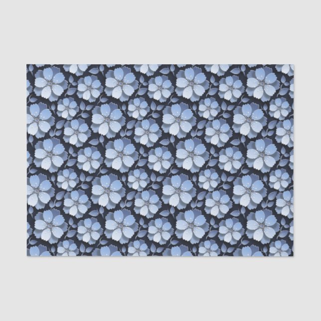 Papier Mousseline Bleu Daisy  (Recto)