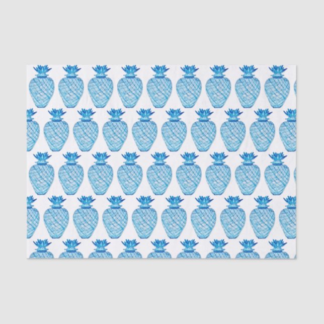 Papier Mousseline Bleu d'ananas et jarre de gingembre blanc (Recto)