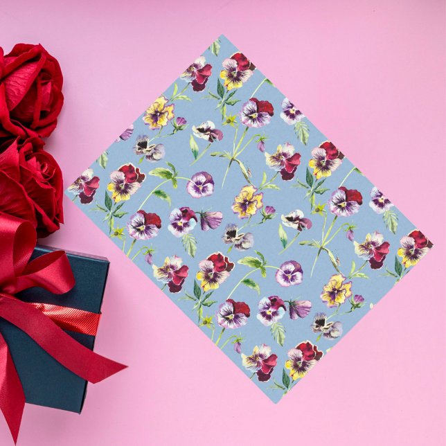 Papier Mousseline Bleu de Cerulean Motif de panneaux aquarelles (Créateur téléchargé)