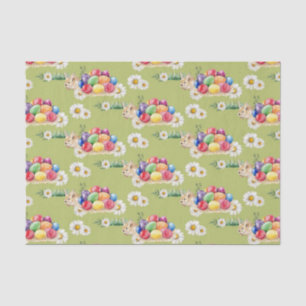 Papier Mousseline Bleu de Pâques et oeufs tissu motif de la fête