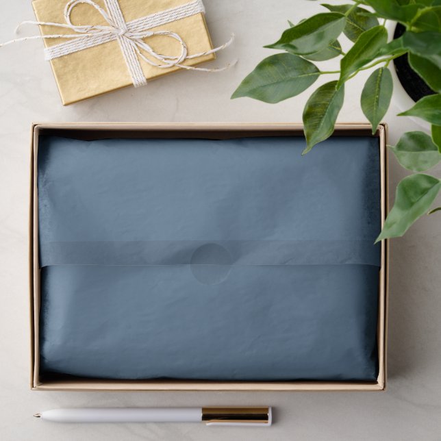 Papier Mousseline Bleu Denim Bayoux Clair Bleu Marine Uni (Cadeau)