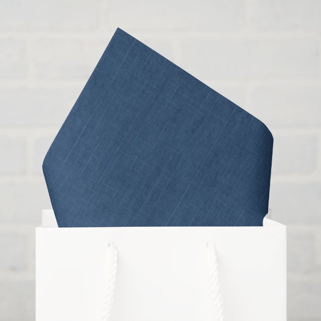Papier Mousseline Bleu denim uni texturé (Sac cadeau)