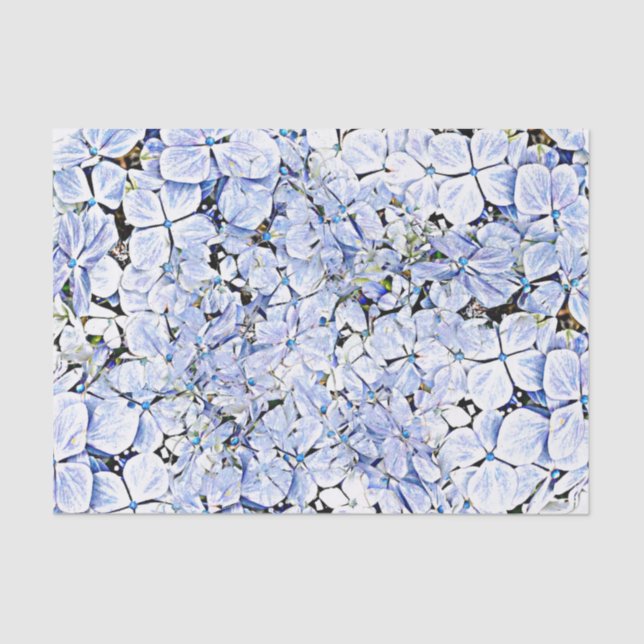 Papier Mousseline Bleu d'hortensia (Recto)