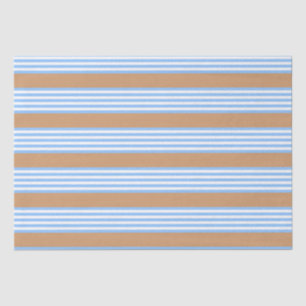 Papier Mousseline Bleu et blanc cinq bandes motif avec bronze