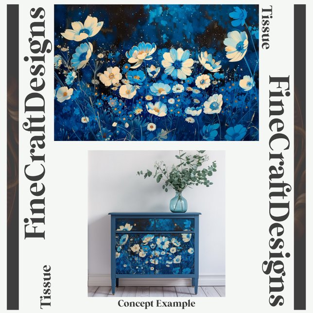 Papier Mousseline Bleu et blanc Joli découpage floral droite 143 (Créateur téléchargé)