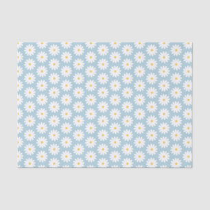 Papier Mousseline Bleu et blanc Retro Vintage Daisy Motif 