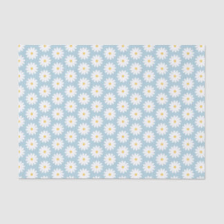 Papier Mousseline Bleu et blanc Retro Vintage Daisy Motif