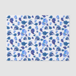 Papier Mousseline Bleu et blanc Siamais combattant
