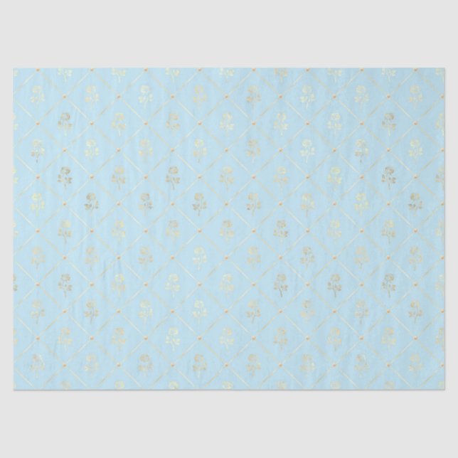 Papier Mousseline Bleu et Gold Bees Series Conception #4 (Recto)