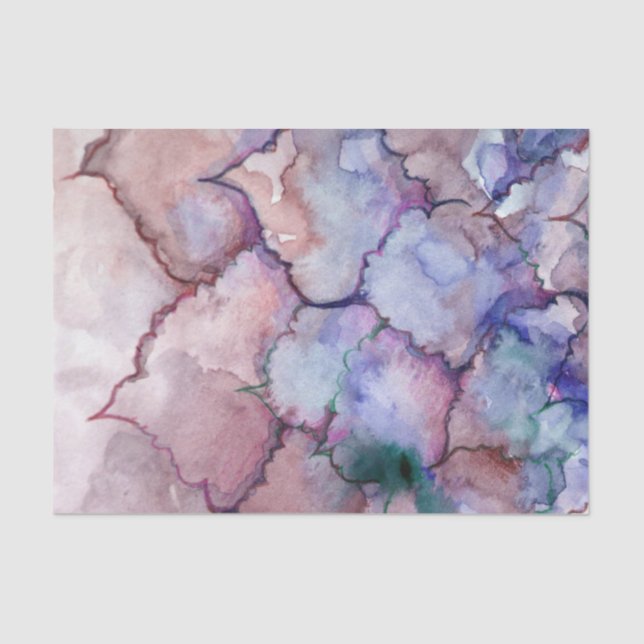 Papier Mousseline Bleu Floral Aquarelle Abstraite Blues (Recto)