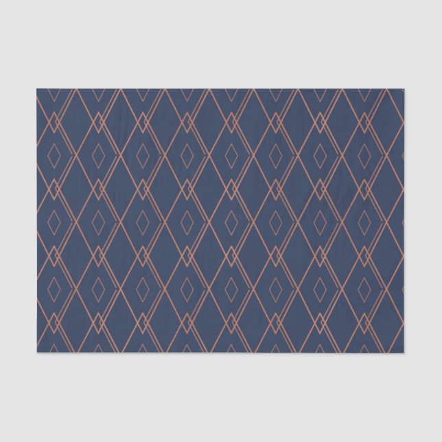 Papier Mousseline Bleu foncé avec des diamants géométriques (Recto)