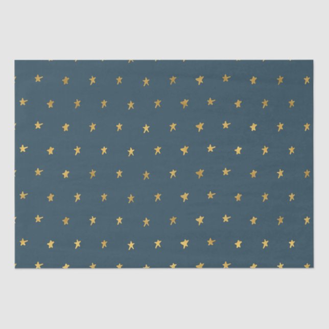 Papier Mousseline Bleu Gold Stars (Recto)