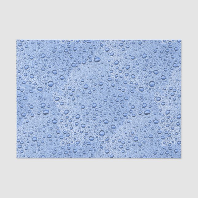 Papier Mousseline Bleu gouttelettes d'eau (Recto)