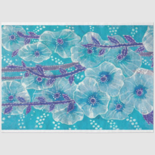 Papier Mousseline Bleu Hollyhock Malve Fleur de Malva peinture flora