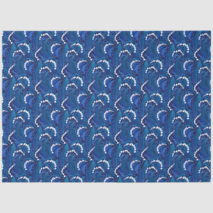 Papier Mousseline Bleu Illustré Lys de la Vallée Découpage