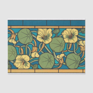 Papier Mousseline Bleu jaune Nasturtium Fleur Nouveau Motif