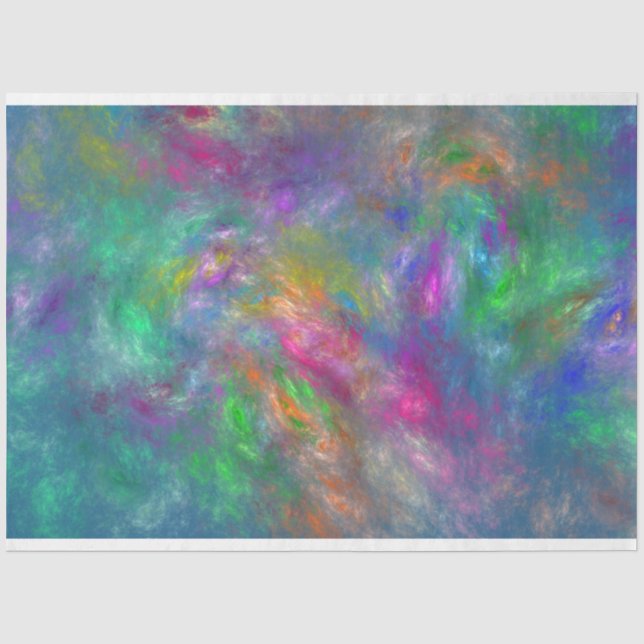 Papier Mousseline Bleu Magenta Vert Violet Orange Abstraction (Recto)