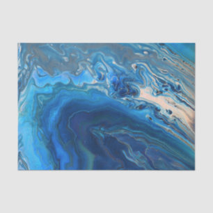 Papier Mousseline Bleu Marbre Agate Texture Fluide Art