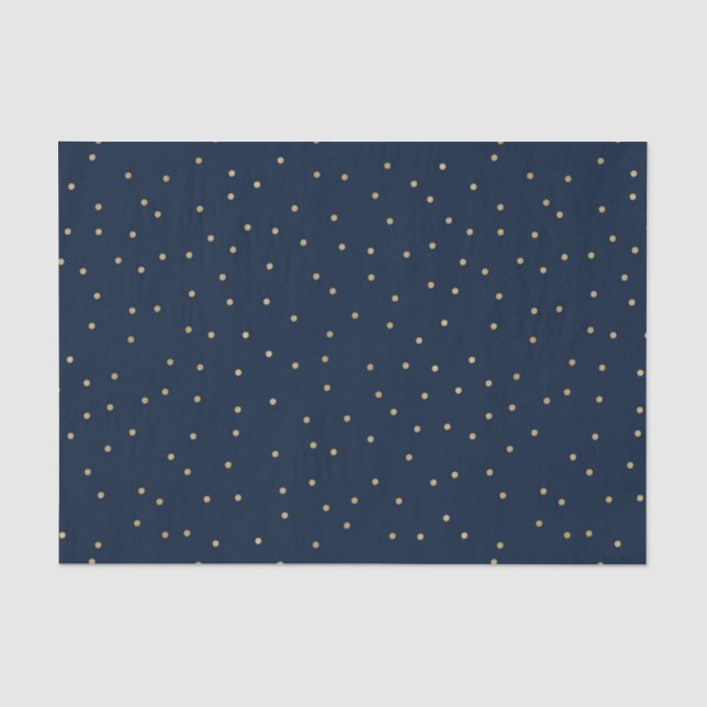 Papier Mousseline Bleu marine avec pois dorés (Recto)