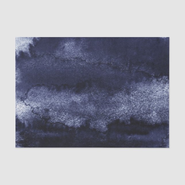 Papier Mousseline Bleu marine foncé couleur eau (Recto)