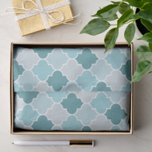 Papier Mousseline Bleu Marocain Trellis, Lattes, Quatrefoil