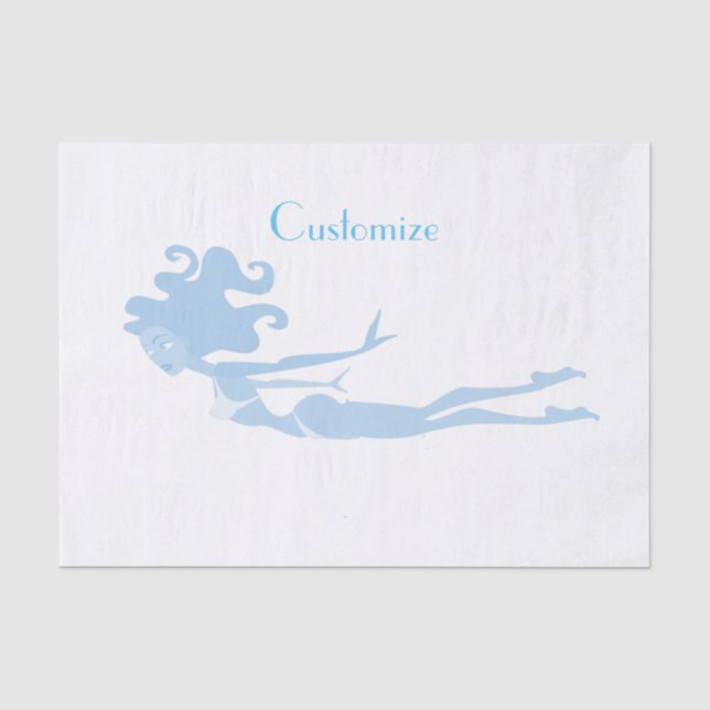 Papier Mousseline Bleu Mermaid Swimmer Thunder_Cove   (Recto)