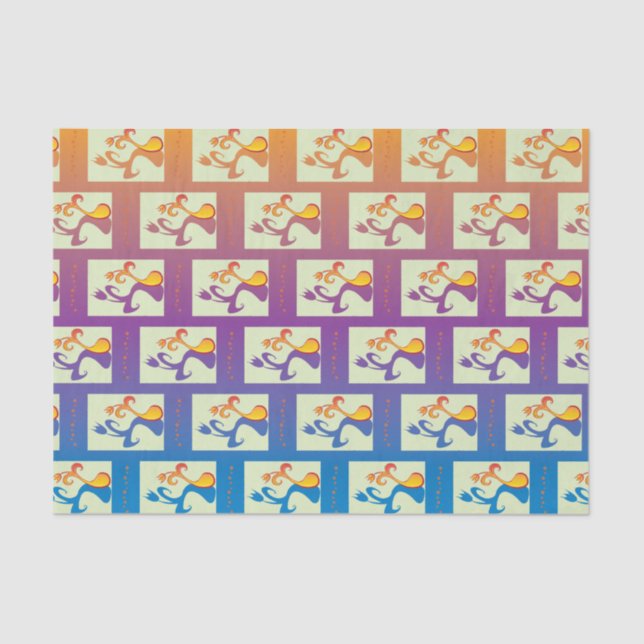 Papier Mousseline Bleu moderne, violet, orange Tulip Couple Floral (Recto)