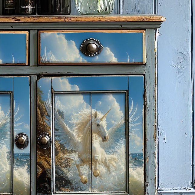 Papier Mousseline Bleu Nautique Unicorne Imaginaire mythique Pégase (Créateur téléchargé)