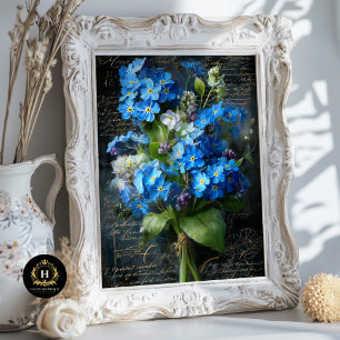 Papier Mousseline Bleu Ne m'oubliez pas Découpage Floral