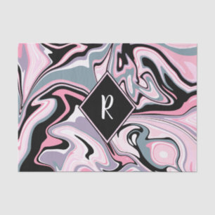 Papier Mousseline Bleu noir pourpre rose de marbre coloré élégant