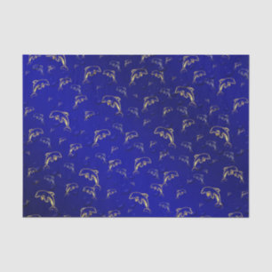 Papier Mousseline bleu, or, dauphin, poisson, nature, aquatique, des