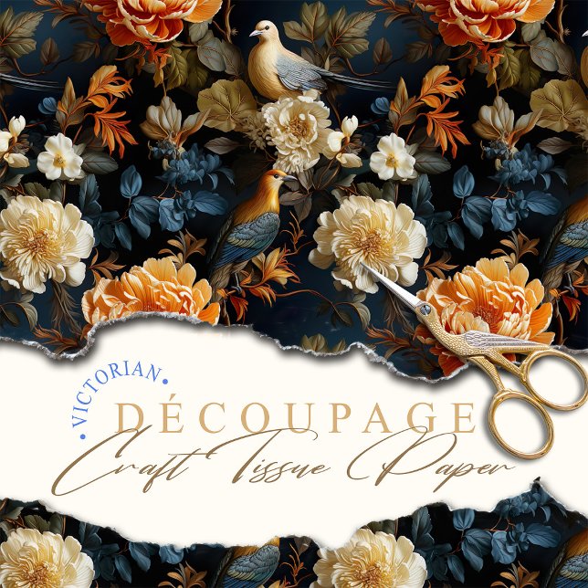 Papier Mousseline Bleu orange et crème géorgien inspiré Bohème (Créateur téléchargé)