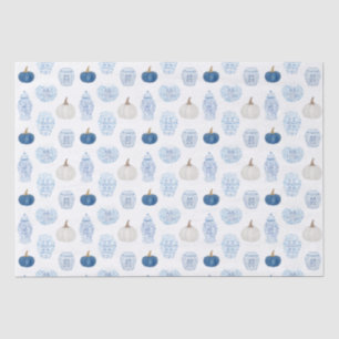 Papier Mousseline Bleu Préppy Et Blanc Citrouille Ginger Jars Chute