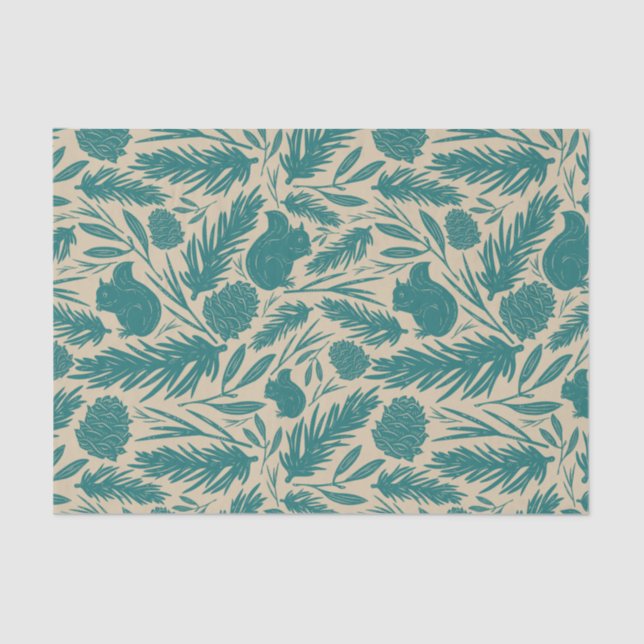 Papier Mousseline Bleu Retro Charme de Noël cosy (Recto)