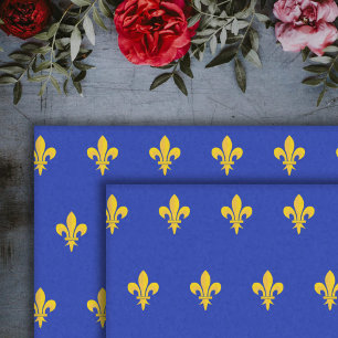 Papier Mousseline Bleu Roi avec motif Fleur de Lys