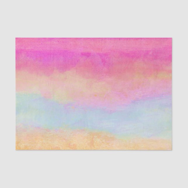 Papier Mousseline Bleu rose Jaune arc-en-ciel Abstraites bandes (Recto)